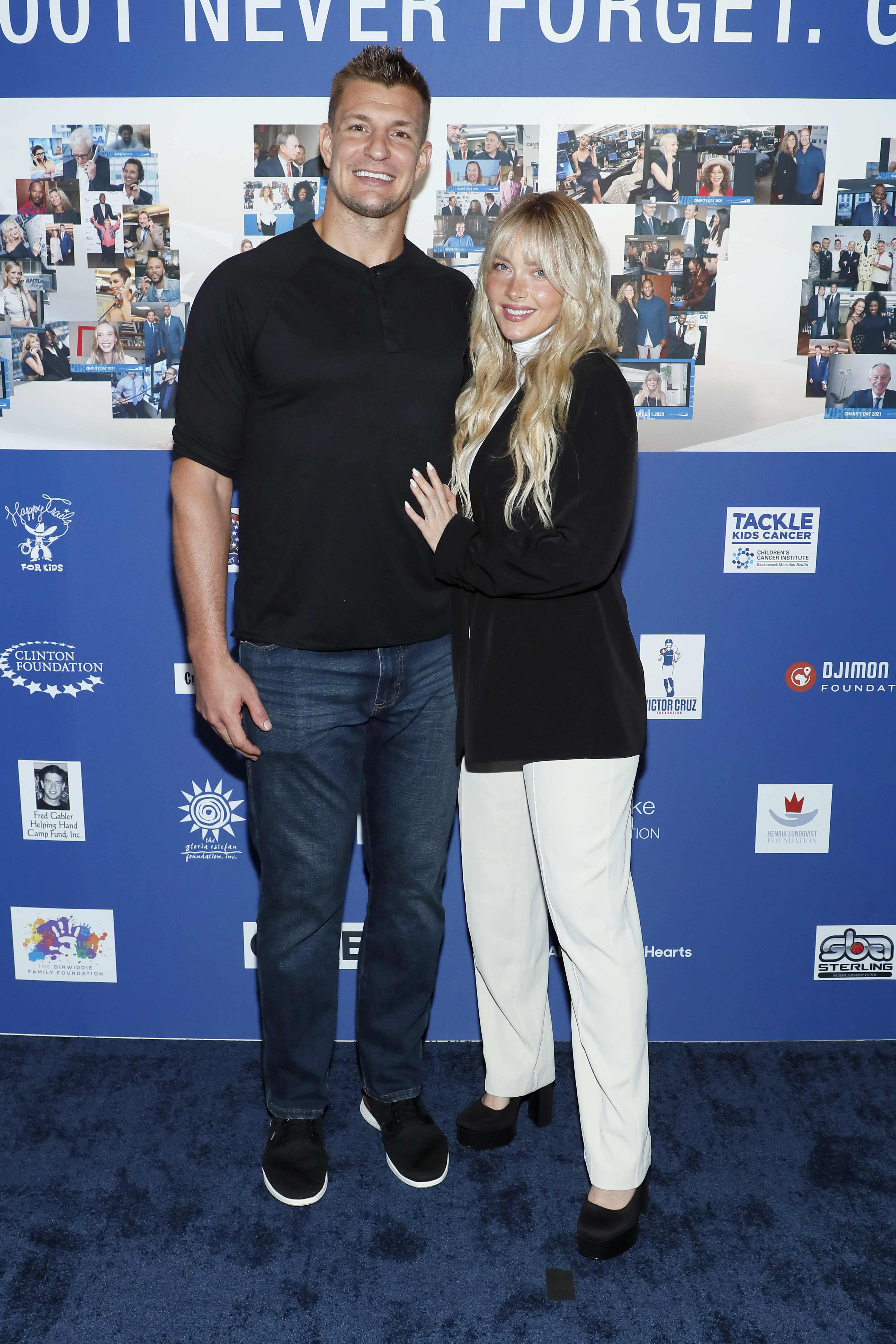 Rob Gronkowski and Camille Kostek attend the annual charity day hosted by Cantor Fitzgerald and The Cantor Fitzgerald Relief Fund on September 12, 2022 in New York City. 